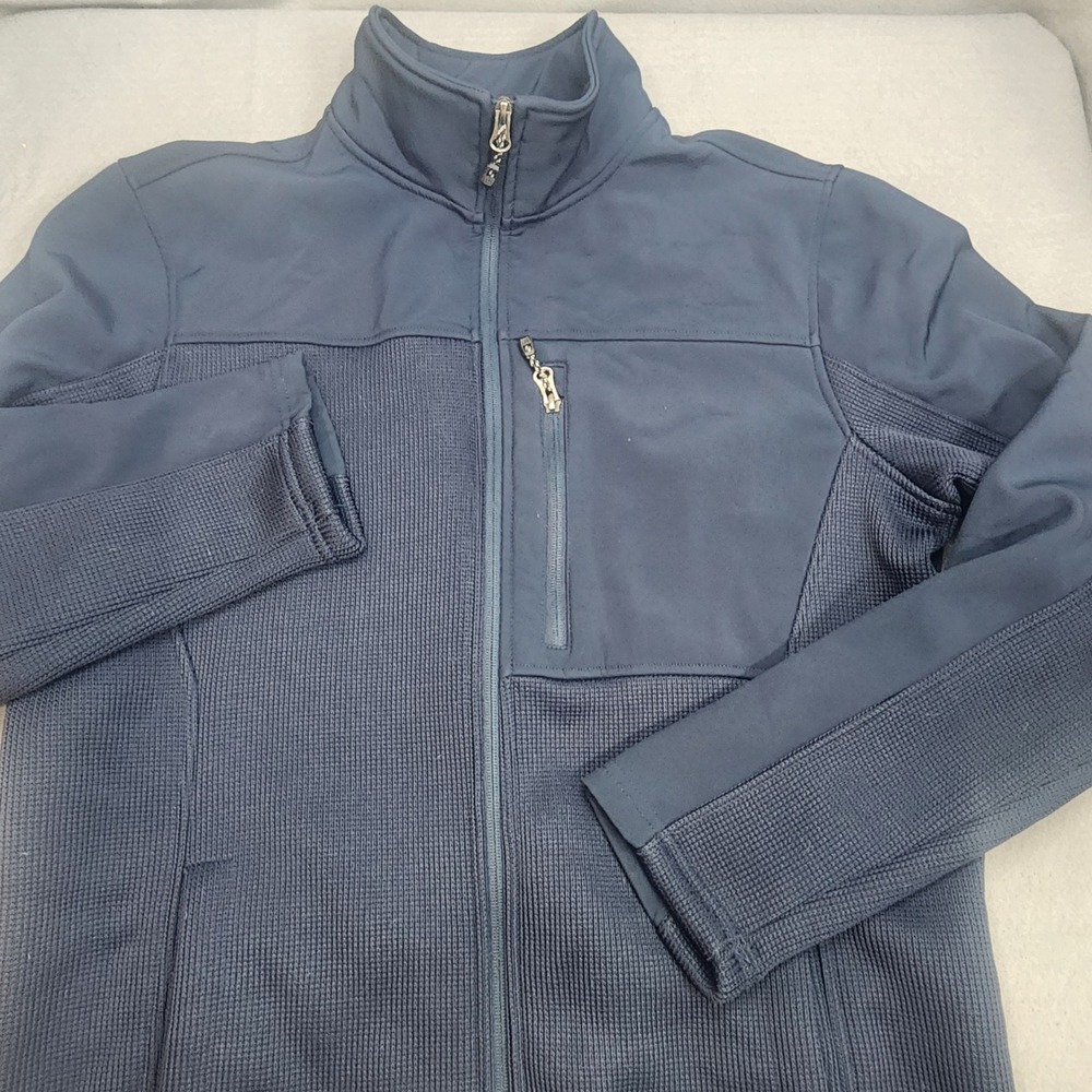 SWISS TECH Mens Full Zip Jacket Navy Blue Textured Panels Size M